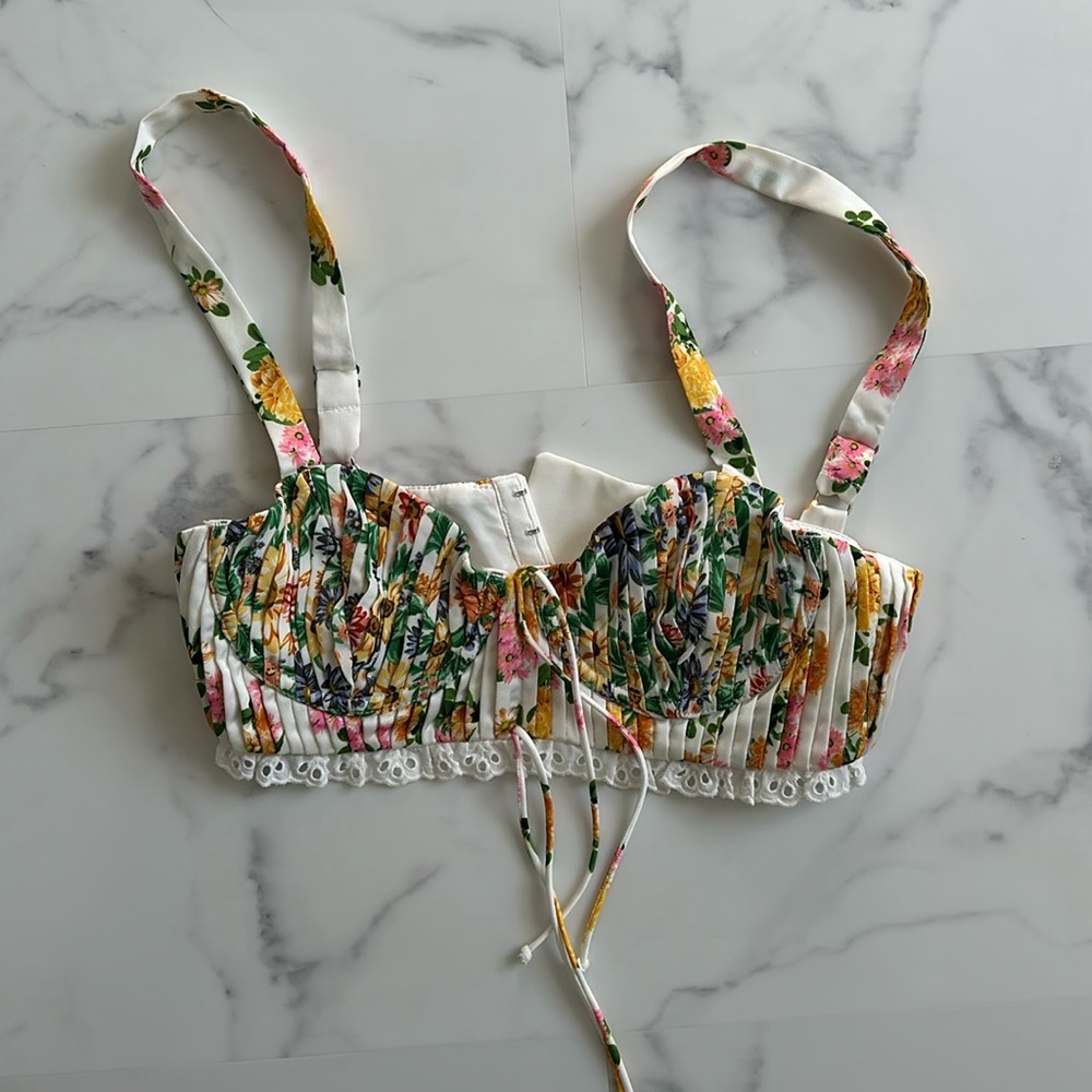 For Love and Lemons Floral Crop Top